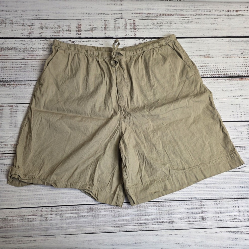 Athleta Paradise Mid Rise Bermuda 8" Linen Blend Shorts Women's XL Beige Stretch